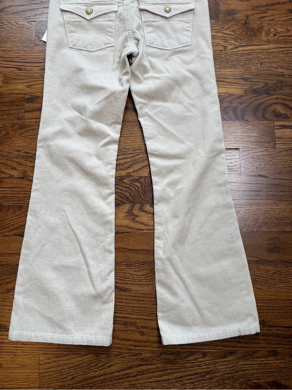 NWT Vintage Y2K Ralph Lauren Girls Low Rise Flare Cream Corduroy Trousers Sz 7